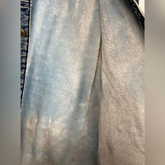 Vintage Superdry Men’s Size Large Distressed Jean Jacket Lined Sherpa Body Coat - Picture 8 of 12